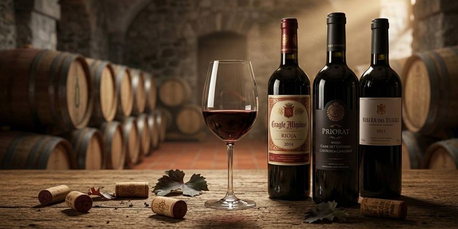 Spanischer Weinberg mit Tempranillo-Trauben in Rioja